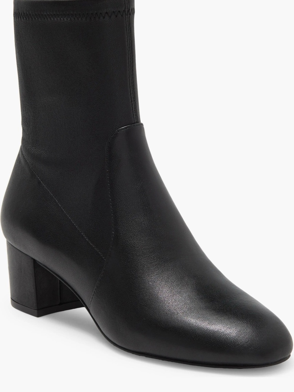 Stuart Weitzman Sofia Black Leather Block-Heel Ankle Boot